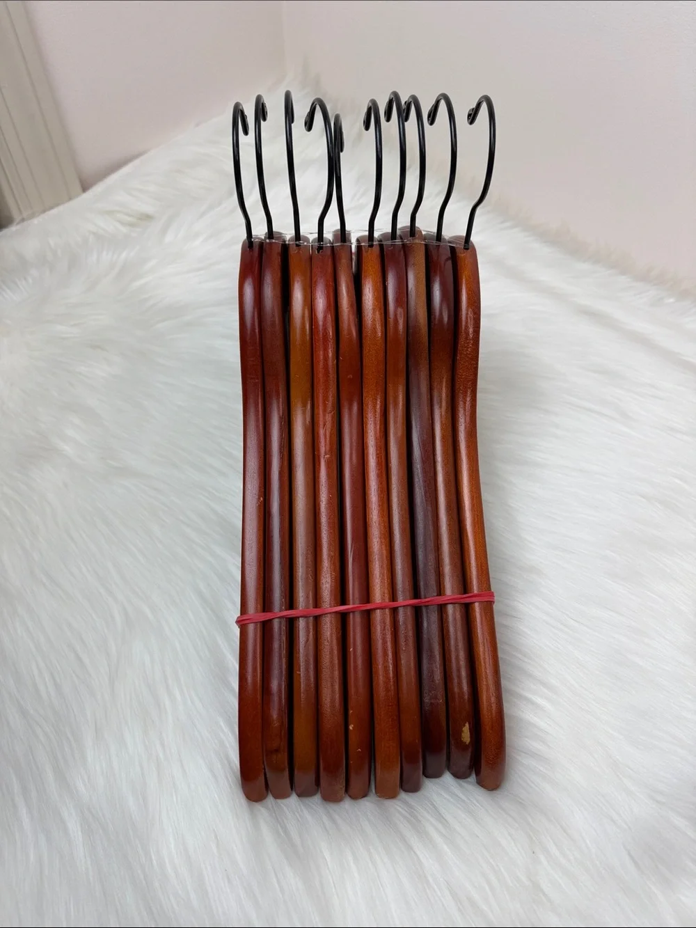 Brookstone Premium Wooden Suit Hangers in Mahogany  - Set of 10